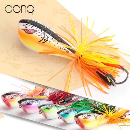 DONQL 1Pcs Frog Fishing Lure 9.5g 9cm Top water Snakehead Hard Bass Baits With Sharp Double Hooks Popper Fishing Tackle