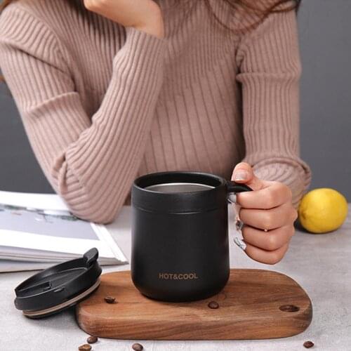 500ML Insulated Bottle Ergonomics Handle Leak-proof Stainless Steel High Capacity Water Cup Outdoor Mountain Climbing Mug Gift