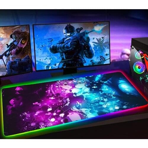 LED RGB Re Zero Kara Gaming Mouse Pad XL Mousepad Keyboard Mause Pad Rubber No-slip Mouse Mat with Backlit Tapis De Souris 90X30