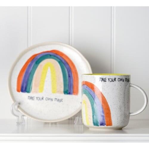 Ceramic Cup Large 450ml Capacity Coffee Mug Tazos Creative Cute Rainbows Drinkware Reusable Cups Copo Termico Gundam Mugs
