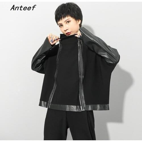Black cotton pu Leather plus size Oversize jaket causal loose autumn winter jacket Coat women Clothes 2020 Cardigan Outerwear