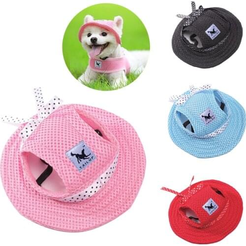 Summer Pet Hat Mesh Breathable Adjustable Sun Hat Canvas For Small Dog Cat Outdoor Walking Hiking Pets Baseball Cap Supplies