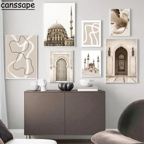 Moroccan Architecture Wall Art Poster Abstract Line Canvas Painting Mosque Door Print Modern Wall Pictures For Living Room Decor