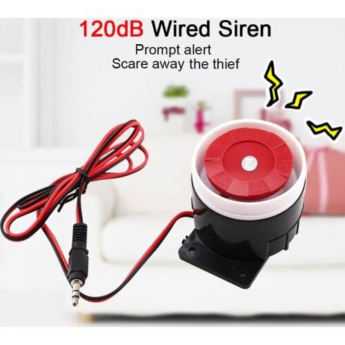 120dB 5-12V Mini Wired Anti-theft Siren Horn Security Alarm System for Home Living Room Bedrooms Hotels Apartments Dormitory