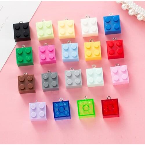 20PCS 2*2 Mini Colorful Building Blocks Widgets DIY Charm Toy Decoration Key Ring Necklace Jewelry Pendant Accessories Wholesale