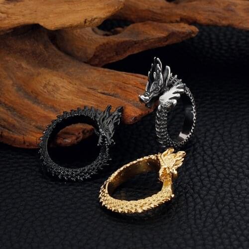 Animal Rings For Men Tri-Color Stainless Steel Anillos Hombres Dragon Men Rings Free Shipping Fashion Jewelry Accessories 2021