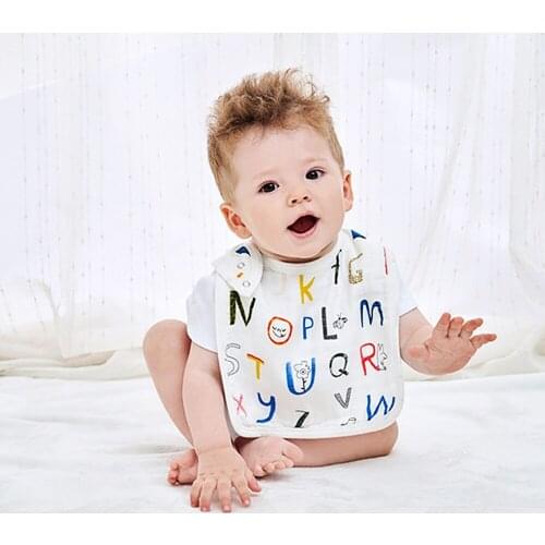 Newborn Bamboo Cotton Baby Bib Cartoon Adjustable Three-buckle Saliva Towel Feeding Apron Bibs Burp Cloths Children Accessorries
