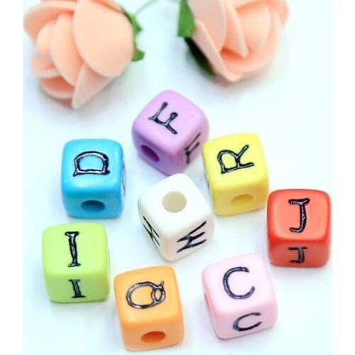 Newest 350PCS/lot Mixed A-Z 12*12MM Colorful Square Cube Acrylic Plastic Alphabet Letter Beads Fit for DIY Bracelet