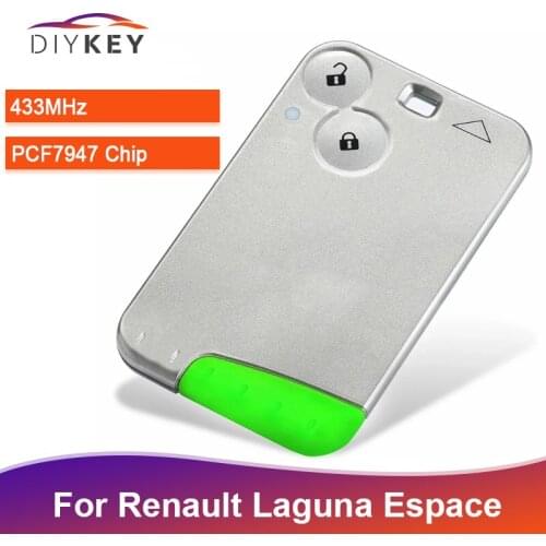 DIYKEY 2 Button Remote Key 433MHz PCF7947 Chip for Renault Laguna Espace 2001 2002 2003-2006 Smart Card Remote Fob Car Styling