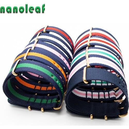 Nylon Watch Strap High Quality Bracelet Accessories 18mm 20mm 22mm Gold Buckle Wristband For NATO Wrist Watchband