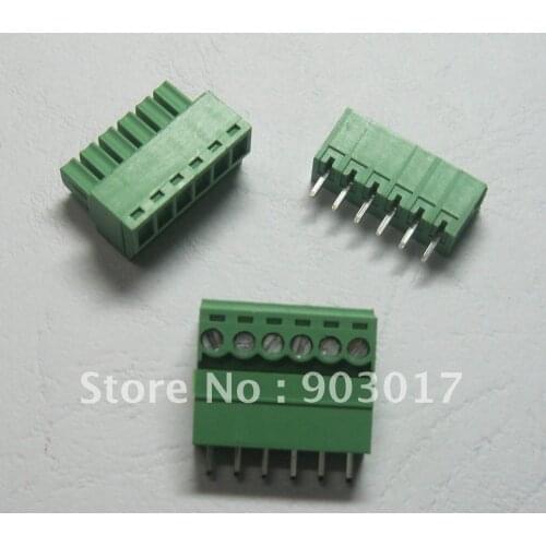 Pitch 3.5mm 6pin/way Screw Terminal Block Connector Green Color Pluggable Type with pin 30 pcs