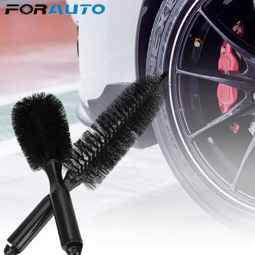 FORAUTO Car Washing Car Rim Wheel Brush Nylon Car Tire Rim Brush Auto Care Cleaning Tool Plastic Handle