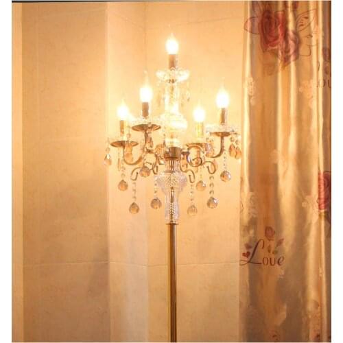 Modern Led gold Floor Lamp for Living Room wedding led floor light Vertical Crystal Candle holder bedroom Study standing Light