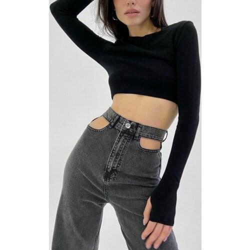 MEIYANGYOUNG Spring Cotton Womens Pants High Waist Jeans Casual Oversize Straight Leg Jeans Denim Fashion Trousers For Female