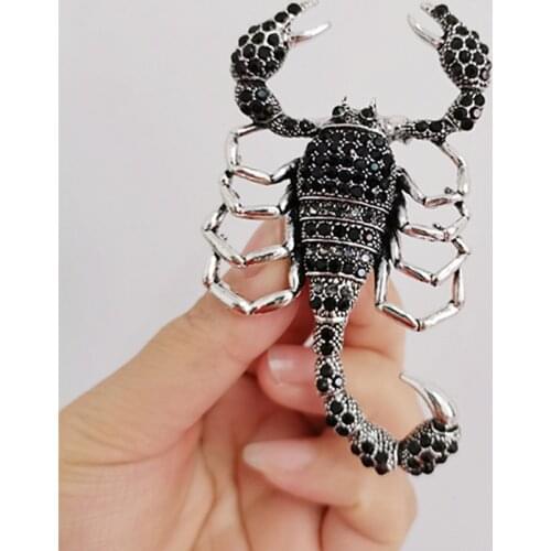 Vintage Black Rhinestone Scorpion Brooch Womens Party Clothing Accessories Insect Brooches Gift