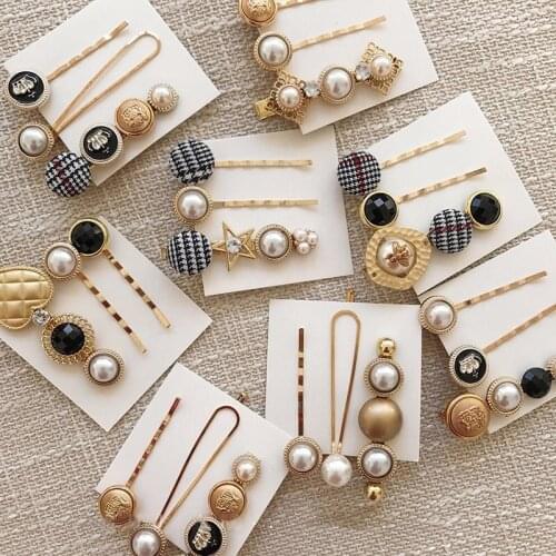 1 Set 2021 Hot black Bead Hairpin luxury Hair Clip Women Barrette Headwear Hairgrip New Arrival Lady Hair Accessories