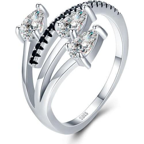 SODROV Romantic 3.4g 925 Sterling Silver Fine Jewelry Baguet Row Engagement Black Spinel Wedding Rings for Women GG007