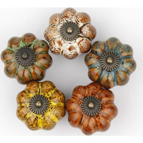 1pcs Pumpkin Knobs Ceramic Knobs Dresser Knob Drawer / Cabinet Handle Pulls / Colorful Kitchen Cupboard Knob Furniture Hardware