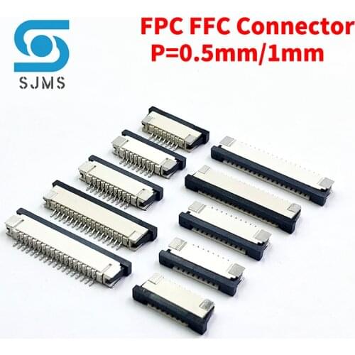 10PCS 0.5mm 1.0mm FPC FFC Connector Flat Cable PCB Connectors SMT ZIF 4 5 6 7 8 10 12 16 18 20 26 28 30 32 36 40 50 54 60P P
