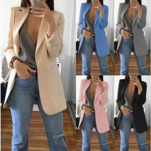 2021 Casual Blazer Womens Fashion Solid Buttons Blazers Coats Office Ladies Collar Slim Coat For Female Outerwear Plus Size 5XL