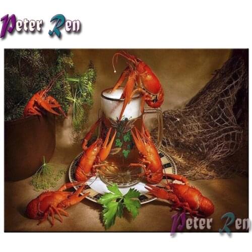 5d diamond painting Plate of lobster DIY full Square/round Mosaic Cross stitch Rhinestone Handmade modern home decoration
