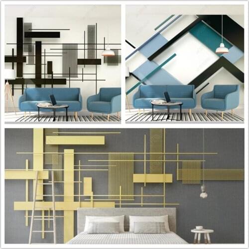 Papel de parede Abstract modern geometric square mosaic 3D stereo wallpaper mural,living room tv bedroom wall papers home decor