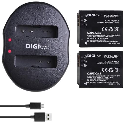2Pcs CGA-S005 DMW-BCC12 Battery + Dual USB Charger for Panasonic Lumix DMC FX1 FX3 FX8 FX9 FX10 FX12 FX50 FX100 LX1 LX2 LX3