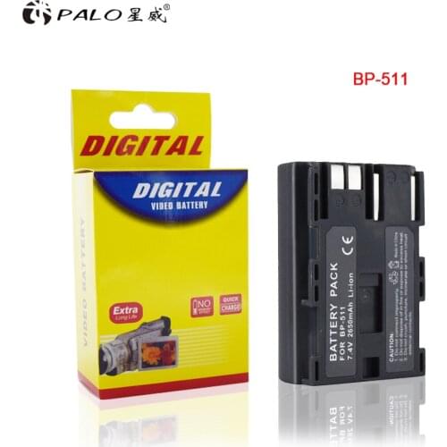 Palo 1Pcs 2650mAh BP 511 BP511 BP-511 BP511A Digital Camera Battery For Canon EOS 40D 300D 5D 20D 30D 50D 10D D60 G6 Batteries