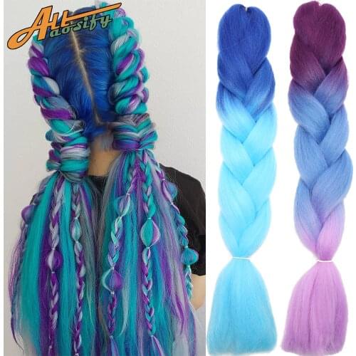 Allaosify 24" Kanekalon Ombre braiding hair Crochet Braid Synthetic Braid Hair Extensions Twist Jumbo Braiding hair Pink Rainbow
