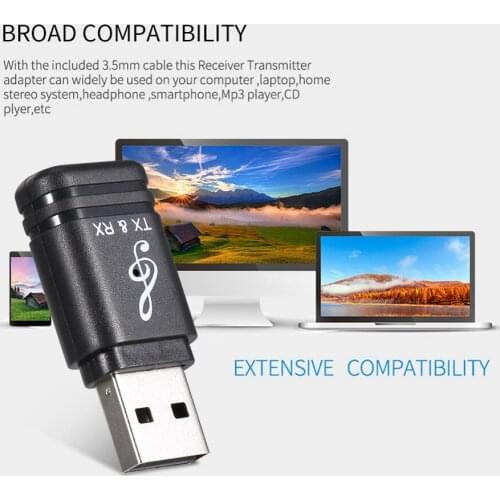BT 5.0 Audio Adapter 3.5mm Wireless Audio Transmitter & Receiver TV Speaker Headset Car Music Mini 2-in-1 BT Adapter