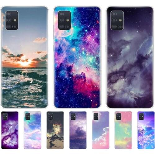 Silicon phone cover case for samsung galaxy A31 A51 A71 A01 A81 A91 A30S A20S A50S M30S M40S clouds art cute kawaii sky space
