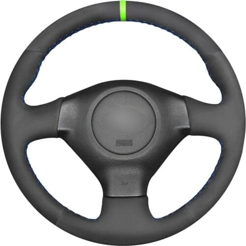 MEWANT Black Suede Green Marker Steering Wheel Cover for Subaru Forester Impreza WRX (WRX STI) Legacy Outback Saab 9-2X