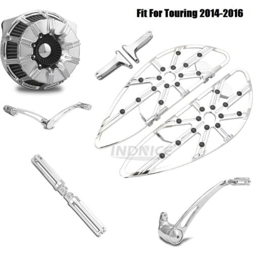 Gauge chrome front floorboards Air cleaner breather Rear brake toe heel shifter levers pegs For harley 2014-2016 road glide ultr