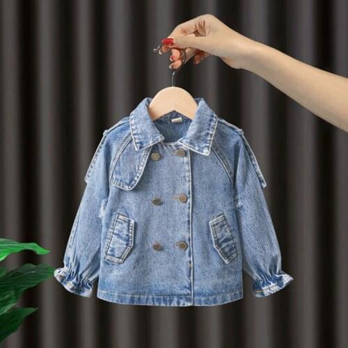 Spring/Autumn Girls' Denim Jacket Coat New Korean Childrens Clothing Clothes Infant Girls Baby Tops Embroidery Jackets