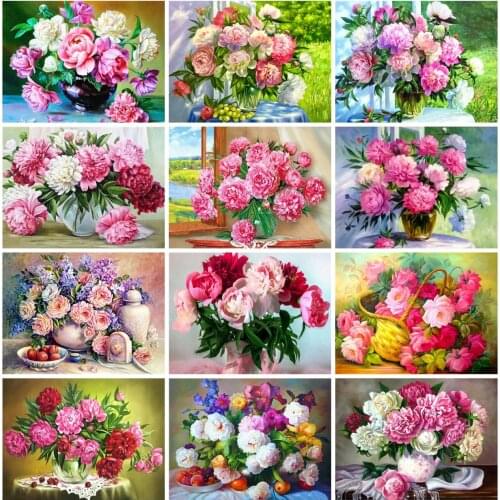 EverShine 5D Diamond Mosaic Flowers Picture Rhinestones Diamond Painting Peony Cross Stitch Bead Embroidery Handmade Hobby Gift