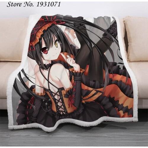 Cartoon Anime DATE A LIVE 3D Printed Fleece Blanket for Beds Thick Quilt Fashion Bedspread Sherpa Throw Blanket Adults Kids 05