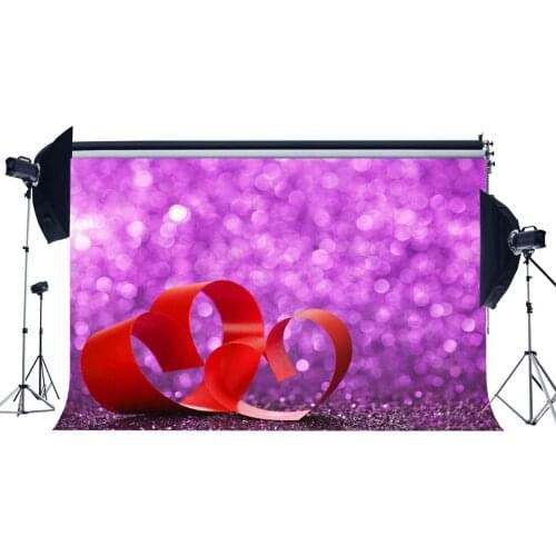 Valentines Day Backdrop Sweet Red Hearts Lavender Bokeh Glitter Sequins Romantic Wedding Decoration Photography Background