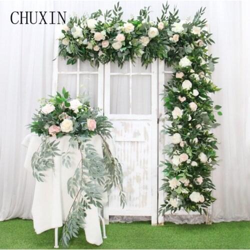 Custom Willow Locust Tree Rose Artificial Flower Row Wedding Arch Floral Arrangement Home Party Backdrop Fake flower Decoration