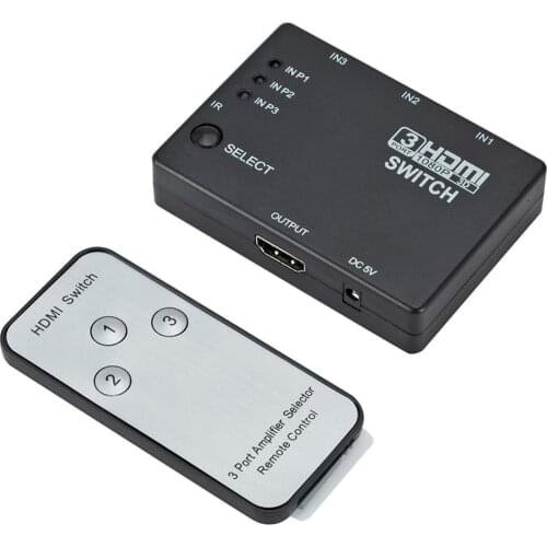 3 Port 3x1 HDMI-compatible Splitter 3 In 1 Out Switcher Hub Box 1080p HD 1.4 With Remote Control for HDTV XBOX360 PS3