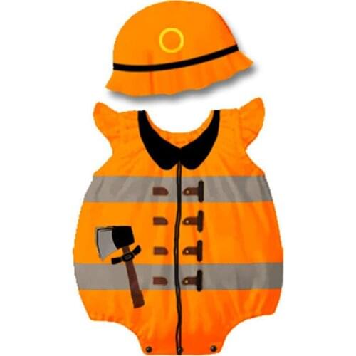 Baby Boys Firefighter Fireman Costume Cosplay Rompers Jumpsuit for Infant Toddler Halloween Christmas Birthday Party Fancy Dress