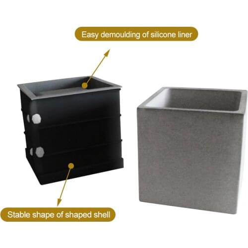 Creative Square Flower Pot Concrete Molds DIY Plaster Silicone Molds For Succulent Plants Crafts Mould Double Layer