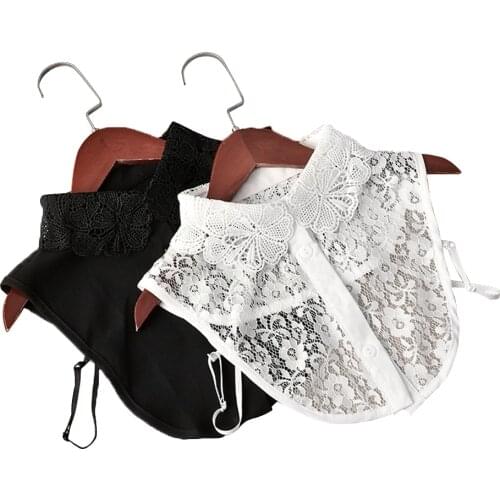 Sweet Elegant Chiffon Lace Shirt Fake Collar Detachable Collars Shirt Blouse Top Lapel Sweater Lace Collar Clothes Accessories