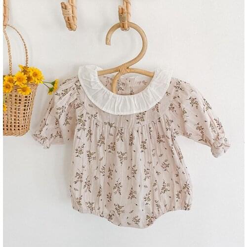 Cute Baby Girls Romper Floral Pattern Cotton Long Sleeve Jumpsuit Outfits 2020 Newborn Infant Clothes