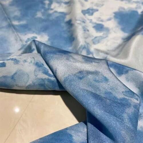 Fashion Silk Fabric Big Brand 18 Mumi Stretch Crepe De Chine Charm Blue High-end Dress Shirt Clothing Mulberry Silk Fabric