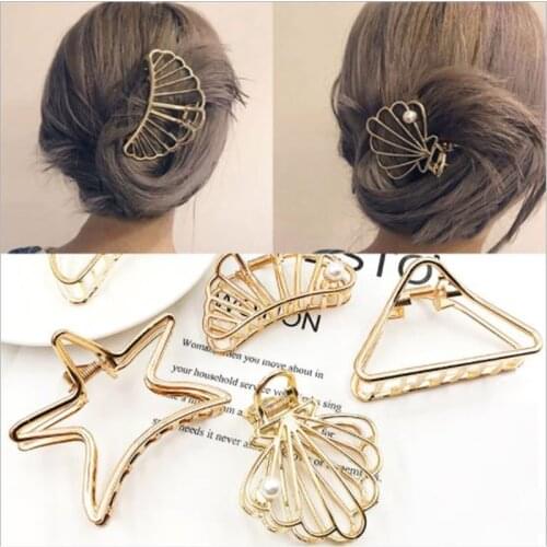 Fashion Geometric Heart Shell Pentagram Hair Claw Clips Hairpins Hair Accessories For Women Girls Headwear Styling Tool
