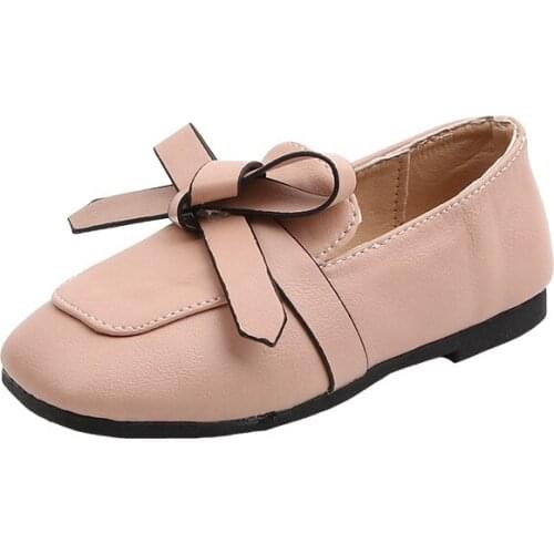 New 2021 Childrens flats casual Shoes Fashion cute big Bowknot Princess Shoes Kids Girls Soft Leather Loafers Moccasins