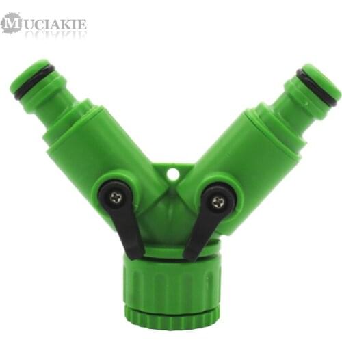 MUCIAKIE 1PC 1/2'' 3/4'' Female Y Type Hose Splitter Garden Water Connector w/ Valve Quick Coupling Adapter for Drip Irrigation