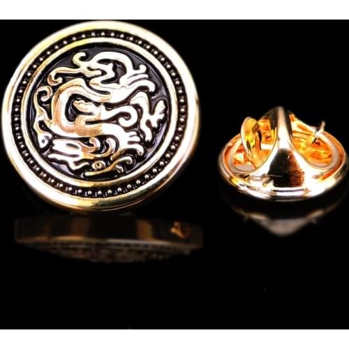 High quality jewelry mens Brooch suit Lapel Pin New badge round dragon Brooch mens wedding dress jewelry accessories pin gift