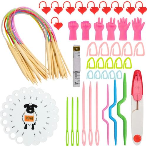 Knitting Needles Set 18pcs 60cm Circular Knitting Needles Sewing Accessories Set DIY Yarn Craft Weave Knit Tools With Bag