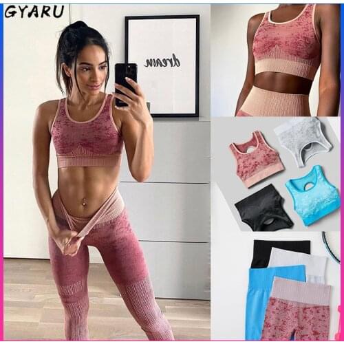 New Yoga Suit Womens Bra Trousers Two-Piece Workout Clothes For Pants Leggings Set Fitnes Top Sports Tracksuit Gym Seamless